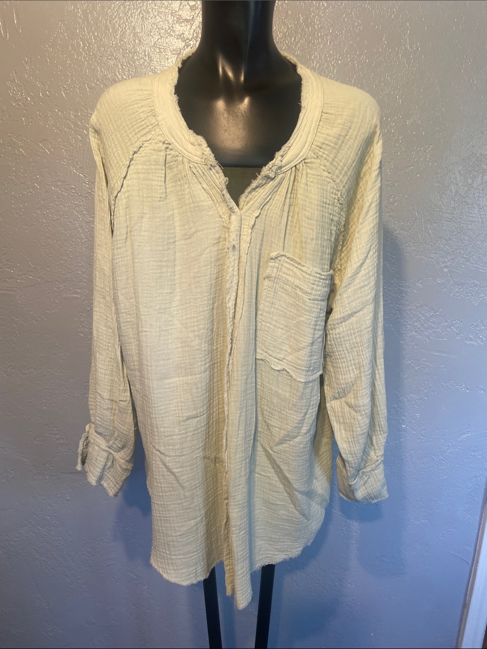 Dreamers Light Cream Button-Front Shirt Jacket